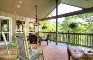 Covered Deck, featuring ridge line view and noisy, rushing stream
