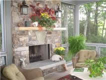 Stone Fireplace on Porch