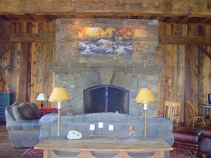 Massive Stone Fireplace in the Living Room