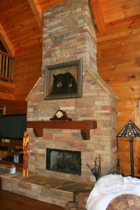 Massive Stone Fireplace in Living Room